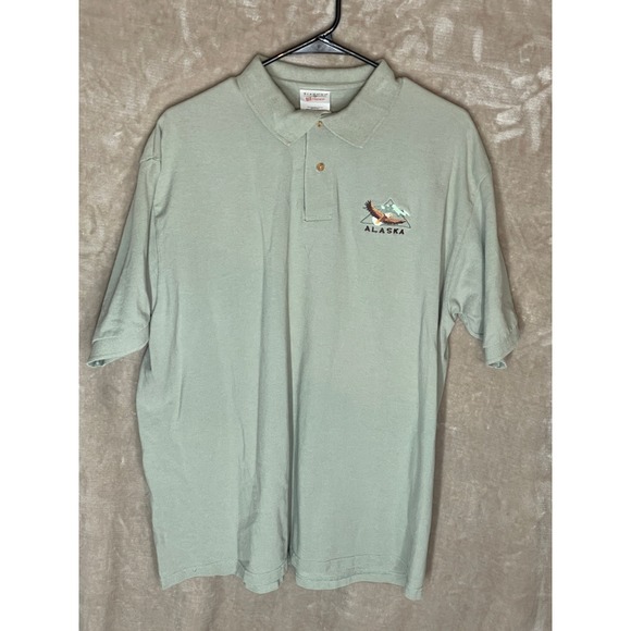 🚀Vintage Stedman‎ by Hanes Alaska Polo Shirt Men's XL Eagle Embroidered Graphic - Picture 1 of 8